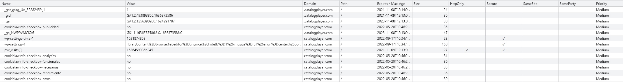cookies catalogplayer - CatalogPlayer